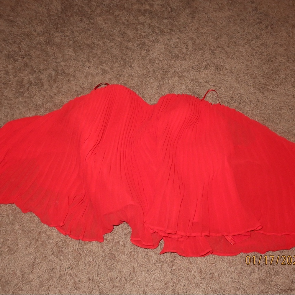 Elegant Red Pleated Top Minimalist Classic Professional Blouse